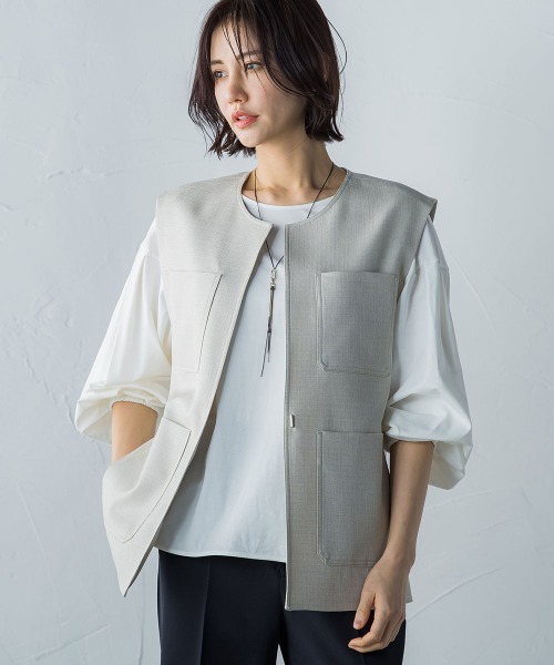 ポケットディティールジレ≪洗濯機で洗える≫