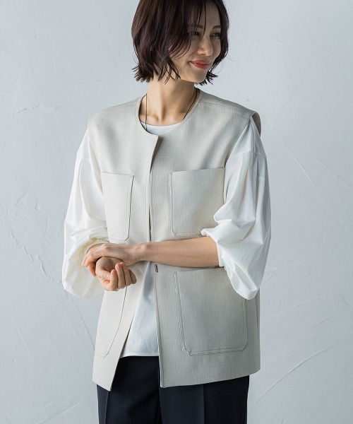 ポケットディティールジレ≪洗濯機で洗える≫