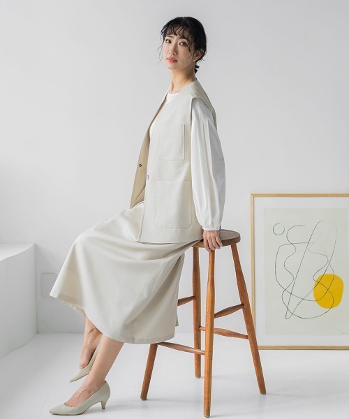 ポケットディティールジレ≪洗濯機で洗える≫