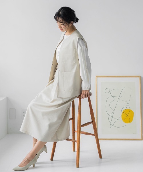 ポケットディティールジレ≪洗濯機で洗える≫