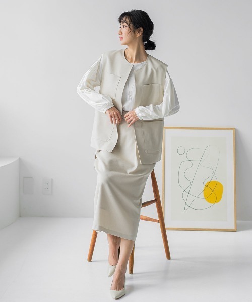 ポケットディティールジレ≪洗濯機で洗える≫