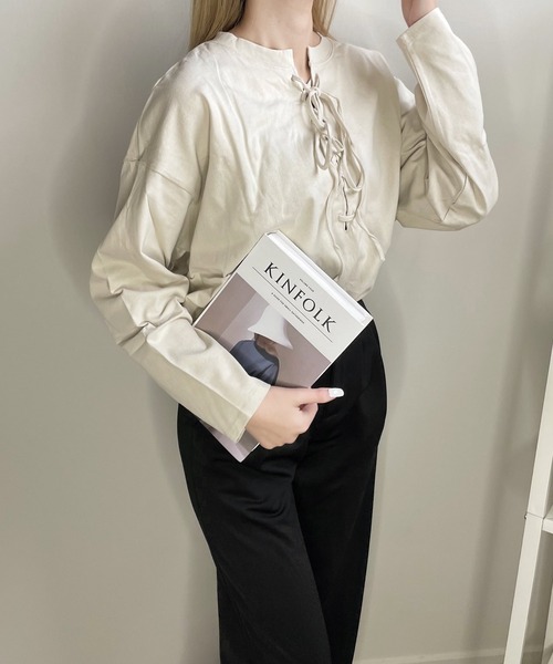 トップス nene セール】2WAYフロントレースアップトップス（Tシャツ/カットソー