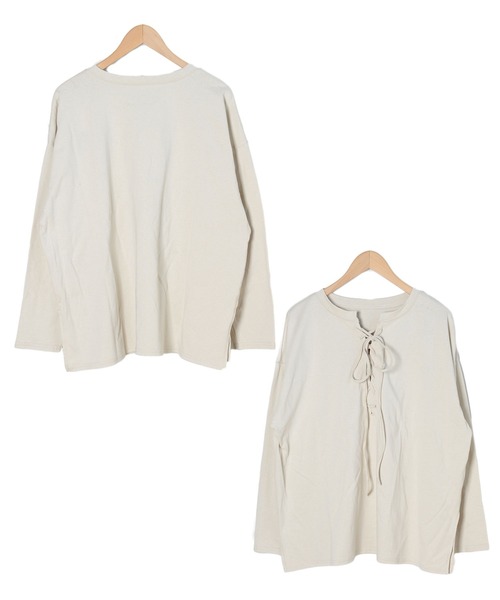 セール】2WAYフロントレースアップトップス（Tシャツ/カットソー