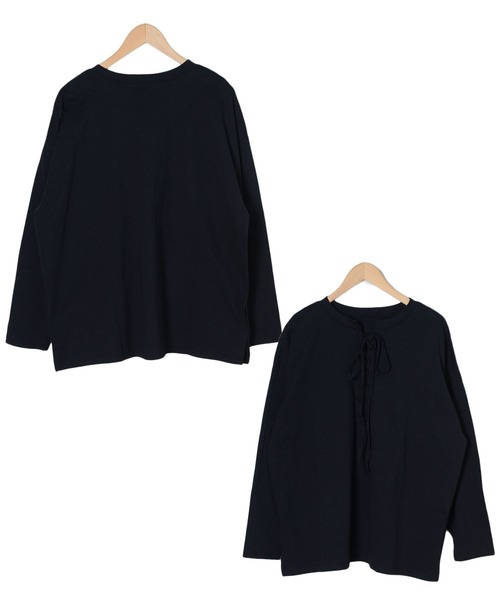 shopnikoniko（ショップニコニコ）の「2WAYフロントレースアップトップス（Tシャツ/カットソー・レディース・グリーン/ブラック/オフホワイト/ライトベージュ・フリー）」の10枚目の写真