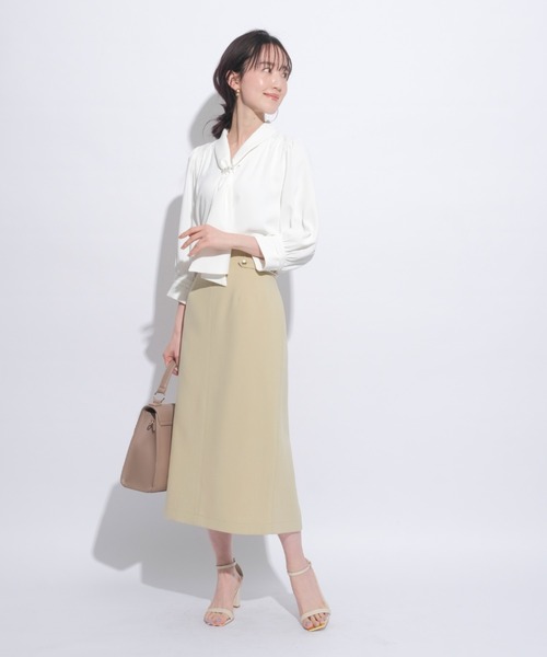 JUSGLITTY（ジャスグリッティー）の「7分袖パールバーブラウス