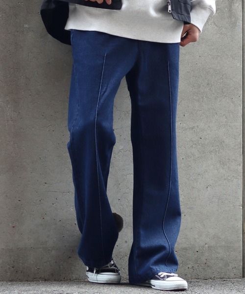 【セール】pin tuck denim flared pants/ピンタック デニム ワイド フレアパンツ（デニムパンツ）｜SITRY（シトリー）