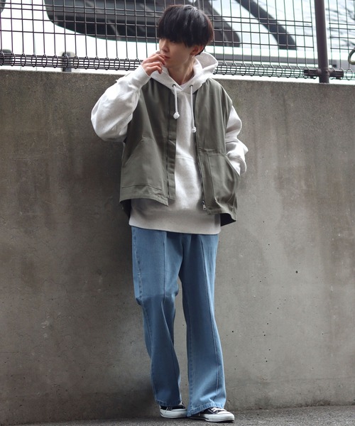 SITRY（シトリー）の「pin tuck denim flared pants/ピンタック デニム ワイド フレアパンツ（デニムパンツ・メンズ・ケミカルウォッシュ/インディゴブルー/ワンウォッシュ/グレー/ブラック・M/L/XL）」の11枚目の写真
