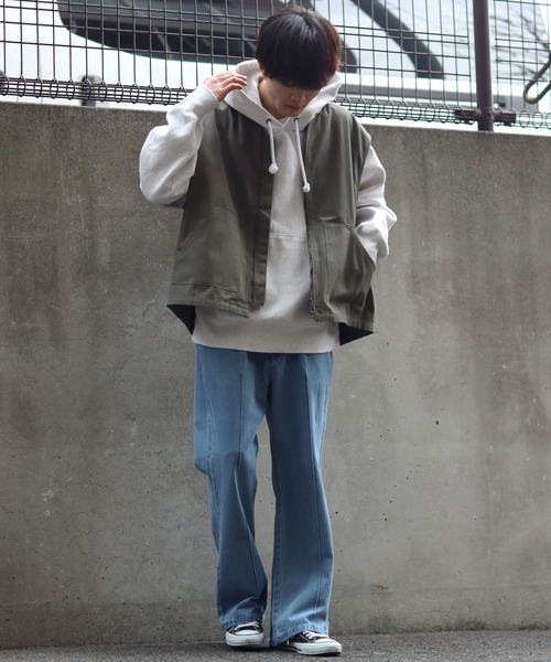 SITRY（シトリー）の「pin tuck denim flared pants/ピンタック デニム ワイド フレアパンツ（デニムパンツ・メンズ・ケミカルウォッシュ/インディゴブルー/ワンウォッシュ/グレー/ブラック・M/L/XL）」の12枚目の写真