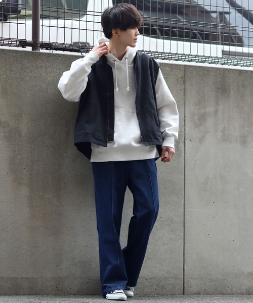 SITRY（シトリー）の「pin tuck denim flared pants/ピンタック デニム ワイド フレアパンツ（デニムパンツ・メンズ・ケミカルウォッシュ/インディゴブルー/ワンウォッシュ/グレー/ブラック・M/L/XL）」の13枚目の写真