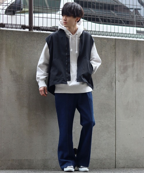 SITRY（シトリー）の「pin tuck denim flared pants/ピンタック デニム ワイド フレアパンツ（デニムパンツ・メンズ・ケミカルウォッシュ/インディゴブルー/ワンウォッシュ/グレー/ブラック・M/L/XL）」の15枚目の写真