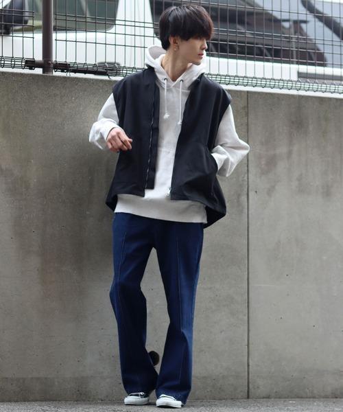 SITRY（シトリー）の「pin tuck denim flared pants/ピンタック デニム ワイド フレアパンツ（デニムパンツ・メンズ・ケミカルウォッシュ/インディゴブルー/ワンウォッシュ/グレー/ブラック・M/L/XL）」の16枚目の写真