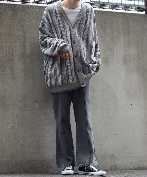 SITRY（シトリー）の「pin tuck denim flared pants/ピンタック デニム ワイド フレアパンツ（デニムパンツ・メンズ・ケミカルウォッシュ/インディゴブルー/ワンウォッシュ/グレー/ブラック・M/L/XL）」の18枚目の写真