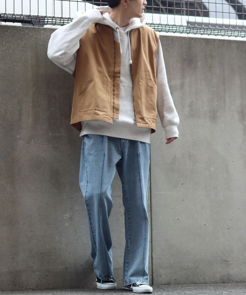 SITRY（シトリー）の「pin tuck denim flared pants/ピンタック デニム ワイド フレアパンツ（デニムパンツ・メンズ・ケミカルウォッシュ/インディゴブルー/ワンウォッシュ/グレー/ブラック・M/L/XL）」の21枚目の写真