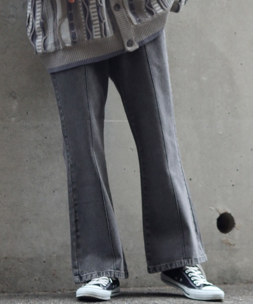 SITRY（シトリー）の「pin tuck denim flared pants/ピンタック デニム ワイド フレアパンツ（デニムパンツ・メンズ・ケミカルウォッシュ/インディゴブルー/ワンウォッシュ/グレー/ブラック・M/L/XL）」の22枚目の写真