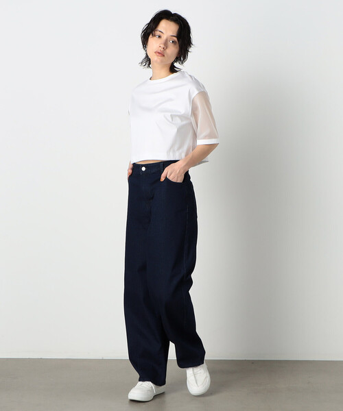 COMME CA ISM(コムサイズム)の「袖 シア― ショート トップス(Tシャツ/カットソー・レディース・ホワイト/ライトグレー・MEDIUM/LARGE)」の8枚目の写真