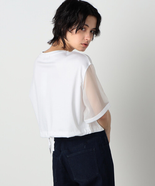 COMME CA ISM(コムサイズム)の「袖 シア― ショート トップス(Tシャツ/カットソー・レディース・ホワイト/ライトグレー・MEDIUM/LARGE)」の10枚目の写真