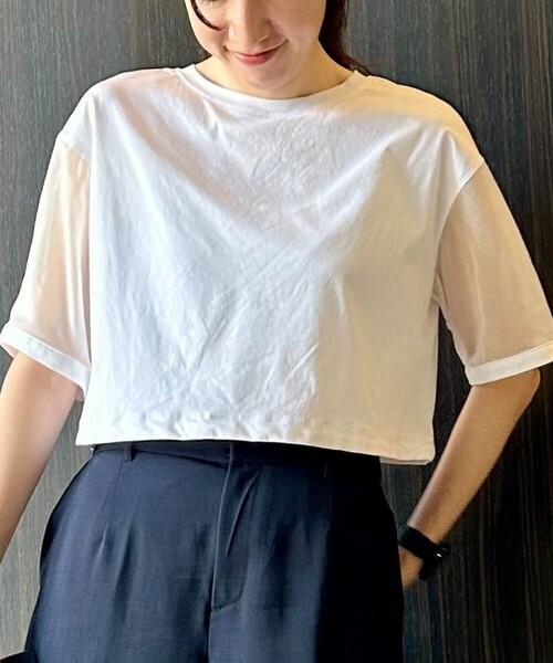 COMME CA ISM(コムサイズム)の「袖 シア― ショート トップス(Tシャツ/カットソー・レディース・ホワイト/ライトグレー・MEDIUM/LARGE)」の11枚目の写真