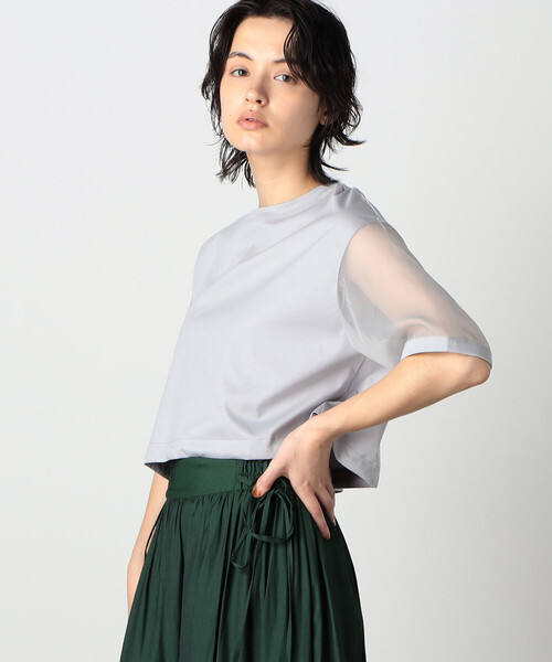 COMME CA ISM(コムサイズム)の「袖 シア― ショート トップス(Tシャツ/カットソー・レディース・ホワイト/ライトグレー・MEDIUM/LARGE)」の20枚目の写真