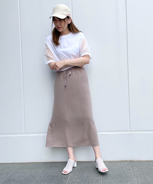 COMME CA ISM(コムサイズム)の「袖 シア― ショート トップス(Tシャツ/カットソー・レディース・ホワイト/ライトグレー・MEDIUM/LARGE)」の6枚目の写真