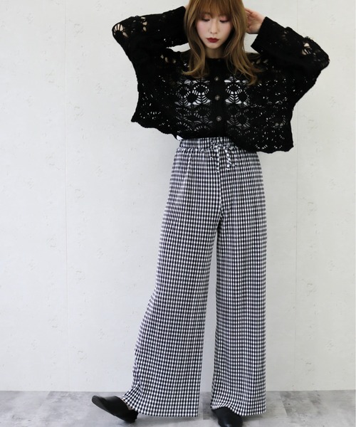 Per sist ence（パーシエンス）の「Per sist ence/パーシエンス　デザイン透かしレース編み２WAYカーディガン（カーディガン/ボレロ・レディース・ブラック/パープル/アイボリー・FREE）」の20枚目の写真