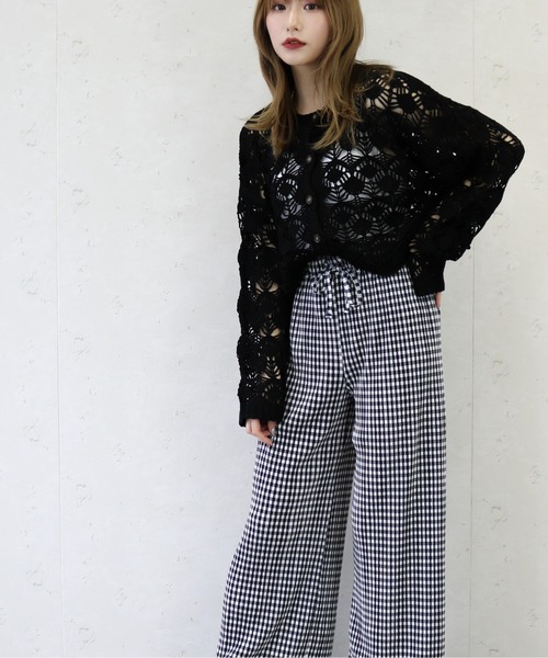 Per sist ence（パーシエンス）の「Per sist ence/パーシエンス　デザイン透かしレース編み２WAYカーディガン（カーディガン/ボレロ・レディース・ブラック/パープル/アイボリー・FREE）」の19枚目の写真