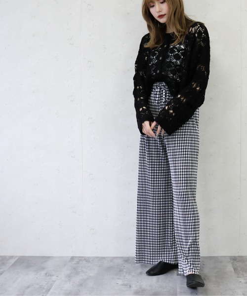 Per sist ence（パーシエンス）の「Per sist ence/パーシエンス　デザイン透かしレース編み２WAYカーディガン（カーディガン/ボレロ・レディース・ブラック/パープル/アイボリー・FREE）」の18枚目の写真