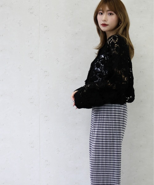 Per sist ence（パーシエンス）の「Per sist ence/パーシエンス　デザイン透かしレース編み２WAYカーディガン（カーディガン/ボレロ・レディース・ブラック/パープル/アイボリー・FREE）」の17枚目の写真