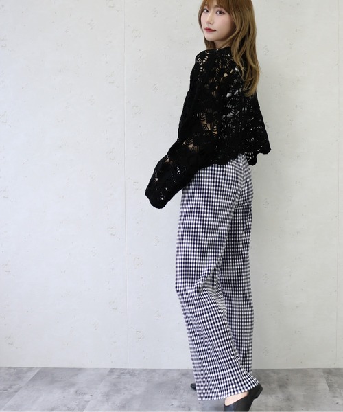 Per sist ence（パーシエンス）の「Per sist ence/パーシエンス　デザイン透かしレース編み２WAYカーディガン（カーディガン/ボレロ・レディース・ブラック/パープル/アイボリー・FREE）」の15枚目の写真