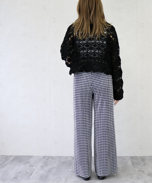 Per sist ence（パーシエンス）の「Per sist ence/パーシエンス　デザイン透かしレース編み２WAYカーディガン（カーディガン/ボレロ・レディース・ブラック/パープル/アイボリー・FREE）」の14枚目の写真