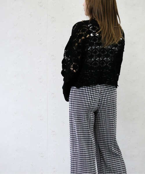 Per sist ence（パーシエンス）の「Per sist ence/パーシエンス　デザイン透かしレース編み２WAYカーディガン（カーディガン/ボレロ・レディース・ブラック/パープル/アイボリー・FREE）」の12枚目の写真
