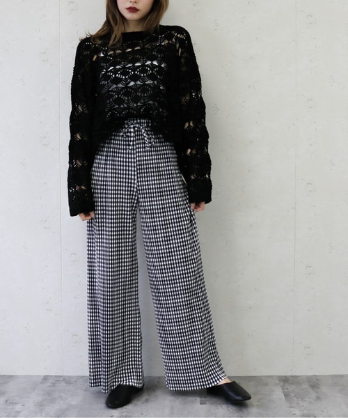 Per sist ence（パーシエンス）の「Per sist ence/パーシエンス　デザイン透かしレース編み２WAYカーディガン（カーディガン/ボレロ・レディース・ブラック/パープル/アイボリー・FREE）」の9枚目の写真