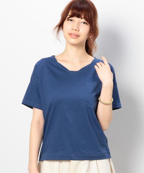 coen（コーエン）の「VネックスラブポケットTシャツ（Tシャツ/カットソー・レディース・ホワイト/ブラック/オレンジ/ケリー/マスタード/コバルトブルー・LARGE/MEDIUM）」の4枚目の写真