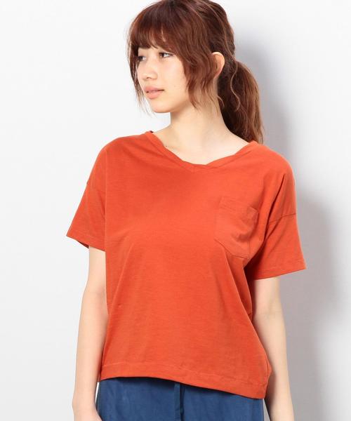 coen（コーエン）の「VネックスラブポケットTシャツ（Tシャツ/カットソー・レディース・ホワイト/ブラック/オレンジ/ケリー/マスタード/コバルトブルー・LARGE/MEDIUM）」の6枚目の写真