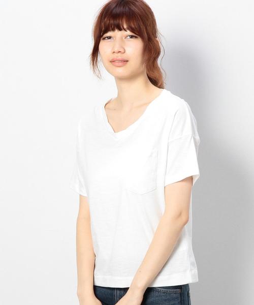 coen（コーエン）の「VネックスラブポケットTシャツ（Tシャツ/カットソー・レディース・ホワイト/ブラック/オレンジ/ケリー/マスタード/コバルトブルー・LARGE/MEDIUM）」の8枚目の写真