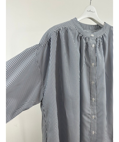 ulu(ウル)の「Stripe gather long dress(ワンピース・レディース・ネイビー・FREE)」の10枚目の写真