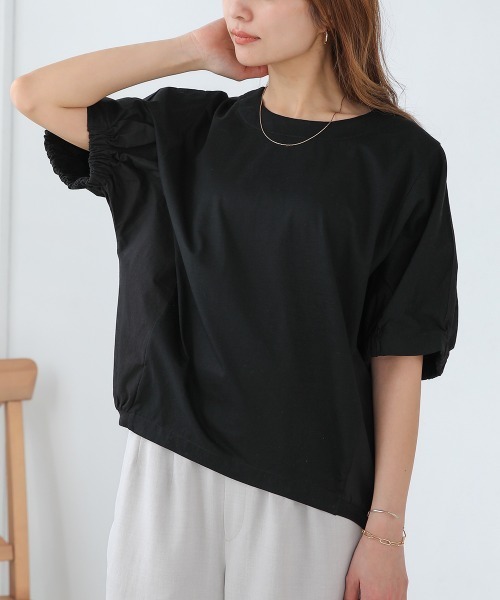Bou Jeloud(ブージュルード)の「コットンWシルケットプルオーバー(Tシャツ/カットソー・レディース・ブラック/ホワイト/パープル/ネイビー・FREE)」の3枚目の写真