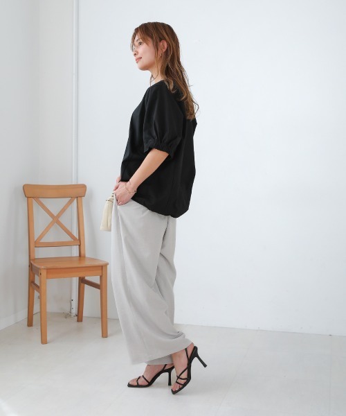 Bou Jeloud(ブージュルード)の「コットンWシルケットプルオーバー(Tシャツ/カットソー・レディース・ブラック/ホワイト/パープル/ネイビー・FREE)」の7枚目の写真