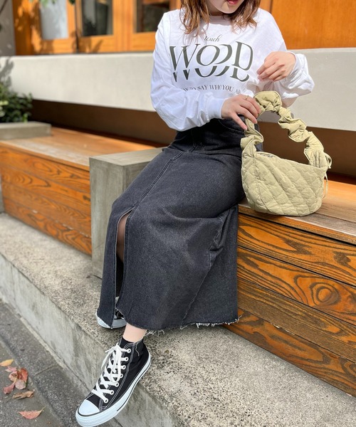 mi via loca（ミヴィアロカ）の「フロントスリットデニムマキシスカート（デニムスカート・レディース・ブラック/ライトブルー・FREE）」の12枚目の写真