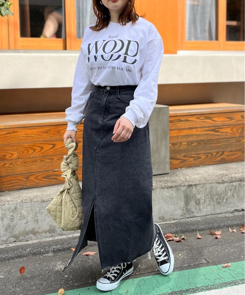 mi via loca（ミヴィアロカ）の「フロントスリットデニムマキシスカート（デニムスカート・レディース・ブラック/ライトブルー・FREE）」の16枚目の写真