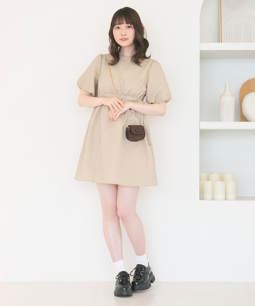 moulis'(ムーリス)の「ぽこぽこジャガードミニワンピース(ワンピース・レディース・グリーン/ベージュ/ブラック・MEDIUM/LARGE)」の8枚目の写真