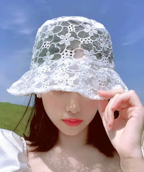 アウトドアなどの夏コーデに!】フラワーレースバケットハット