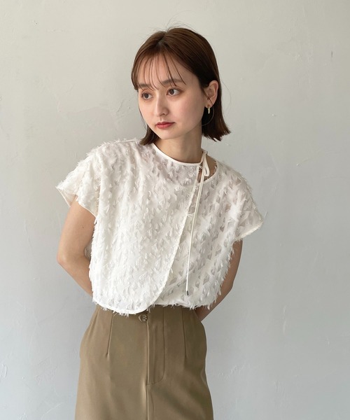 CLEIO(クレイオ)の「【CLEIO】フリンジジョーゼットレイヤーブラウス(シャツ/ブラウス・レディース・ブラック/アイボリー・FREE)」の1枚目の写真