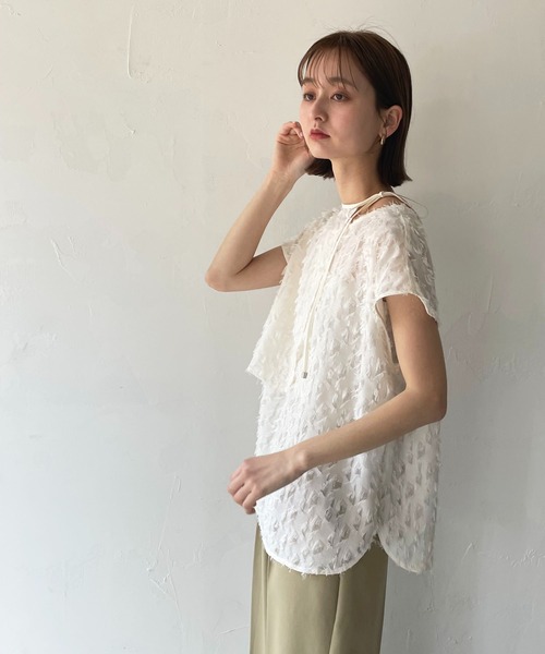 CLEIO(クレイオ)の「【CLEIO】フリンジジョーゼットレイヤーブラウス(シャツ/ブラウス・レディース・ブラック/アイボリー・FREE)」の20枚目の写真