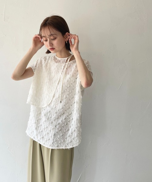 CLEIO(クレイオ)の「【CLEIO】フリンジジョーゼットレイヤーブラウス(シャツ/ブラウス・レディース・ブラック/アイボリー・FREE)」の3枚目の写真