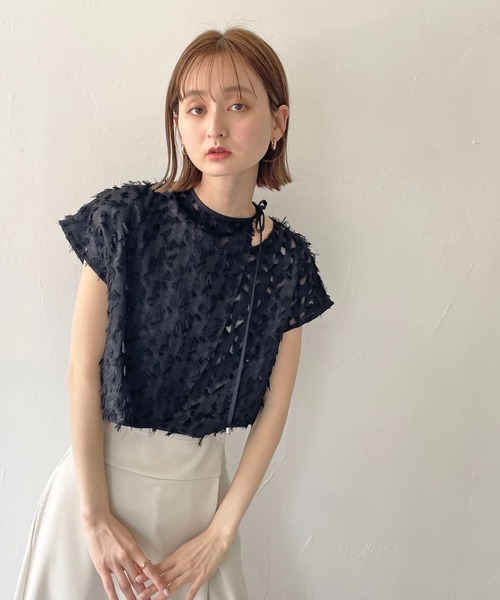 CLEIO(クレイオ)の「【CLEIO】フリンジジョーゼットレイヤーブラウス(シャツ/ブラウス・レディース・ブラック/アイボリー・FREE)」の12枚目の写真