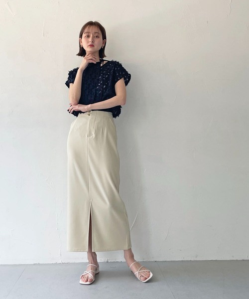 CLEIO(クレイオ)の「【CLEIO】フリンジジョーゼットレイヤーブラウス(シャツ/ブラウス・レディース・ブラック/アイボリー・FREE)」の9枚目の写真