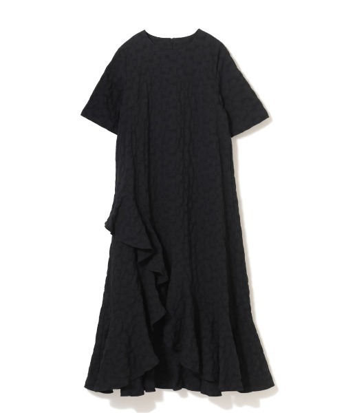 コエル　フリルアシンメトリーワンピース　半袖　ロング丈　ドライタッチ素材 COEL（コエル）の「フリルアシンメトリーワンピース（ワンピース