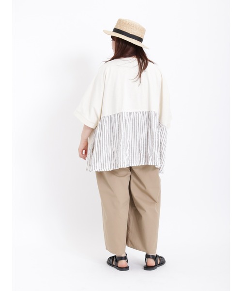 Samansa Mos2(サマンサ モスモス)の「後ろ切替ドッキングカットソー(Tシャツ/カットソー・レディース・ネイビー/ミント/キナリ/オフホワイト・フリ-)」の22枚目の写真