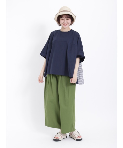 Samansa Mos2(サマンサ モスモス)の「後ろ切替ドッキングカットソー(Tシャツ/カットソー・レディース・ネイビー/ミント/キナリ/オフホワイト・フリ-)」の17枚目の写真
