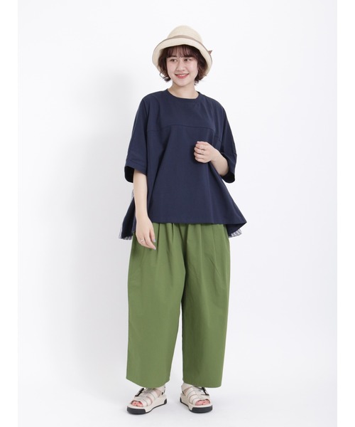 Samansa Mos2(サマンサ モスモス)の「後ろ切替ドッキングカットソー(Tシャツ/カットソー・レディース・ネイビー/ミント/キナリ/オフホワイト・フリ-)」の20枚目の写真